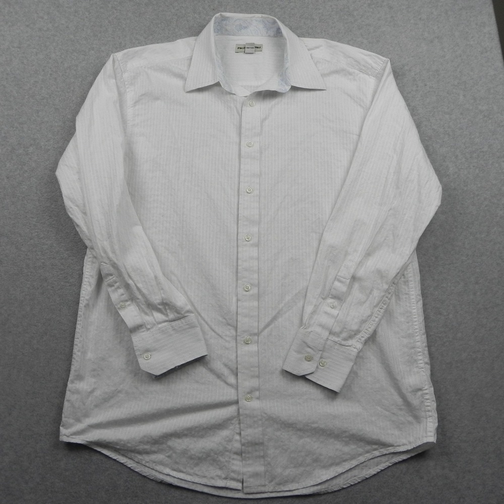 Pronto Uomo Shirt Mens XLT Tall Business Dress Button White Striped Long Sleeve